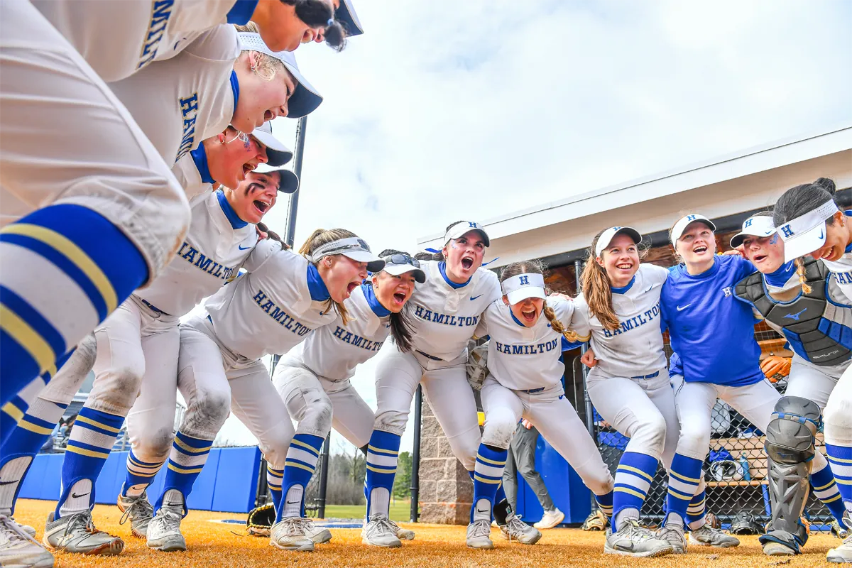 Hamilton College Softball Team Huddle